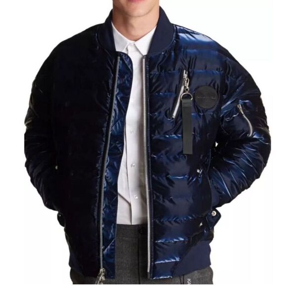 Karl Lagerfeld Paris size M liquid bomber coat puffer jacket - Picture 1 of 11